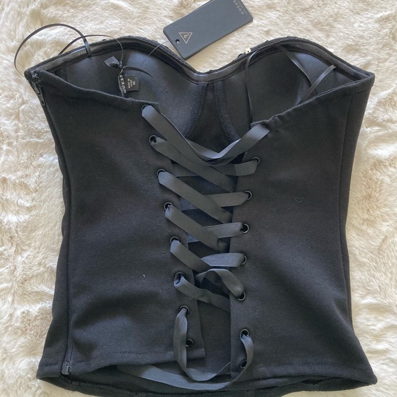 Guess Strapless Corset with Black & Silver Rhinestones & Sequins, Extra Small XS - Picture 2 of 5